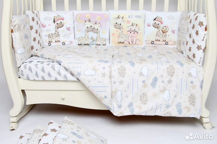 Комплект в кроватку Подушкино Панно «Жирафики» съё