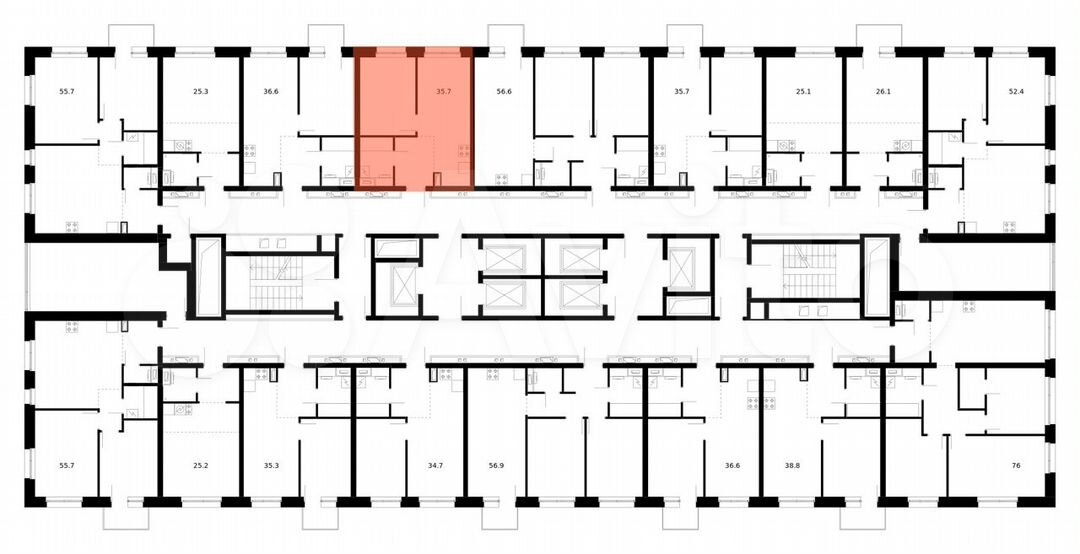 1-к. квартира, 35,7 м², 3/53 эт.