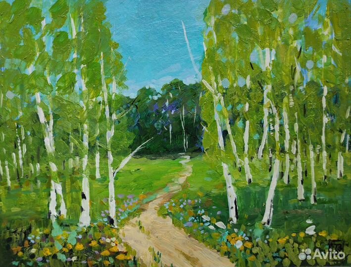 Картина, пейзаж, картон/масло, 30 на 40 см