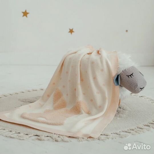 Плед вязаный детский зайка