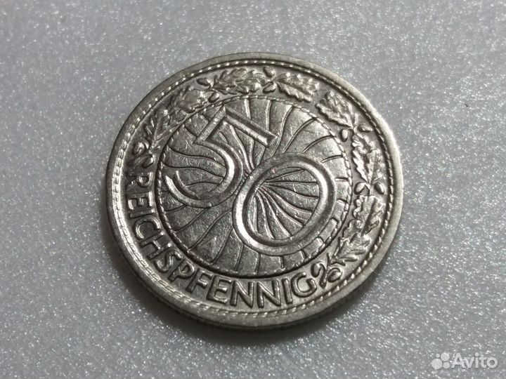 50 рейхспфеннигов пфеннигов 1928 A Германия-Веймар