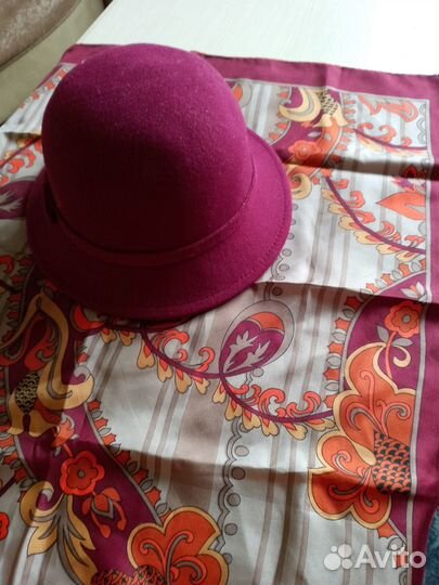 Женская шляпа фетр новая итальянский шейный платок
