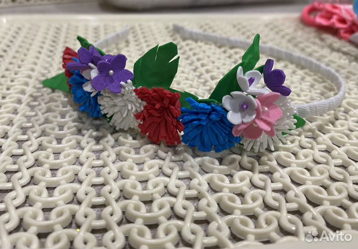 Ободок для волос ручной работы,бантики