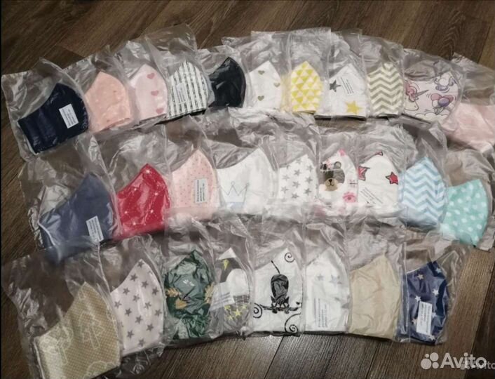 Маски многоразовые цветные, чёрные хлопковые