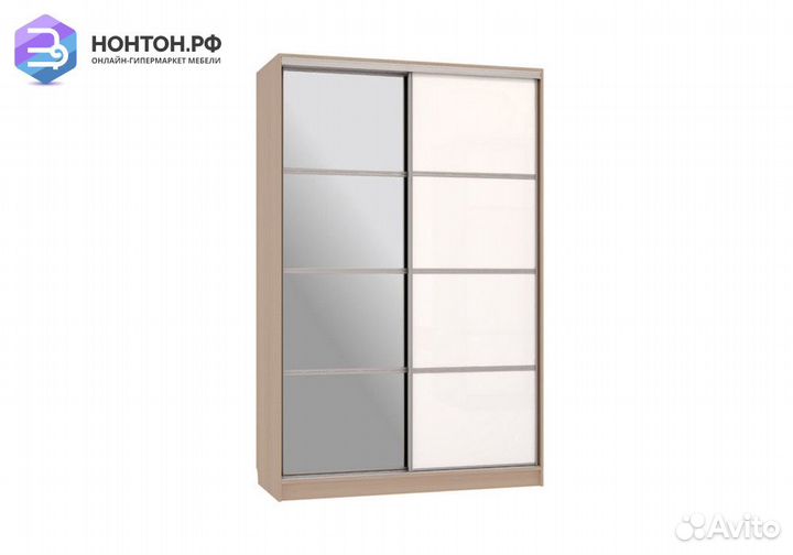 Шкаф-купе Гранд 2-600 с зеркалом дуб млечный / бел