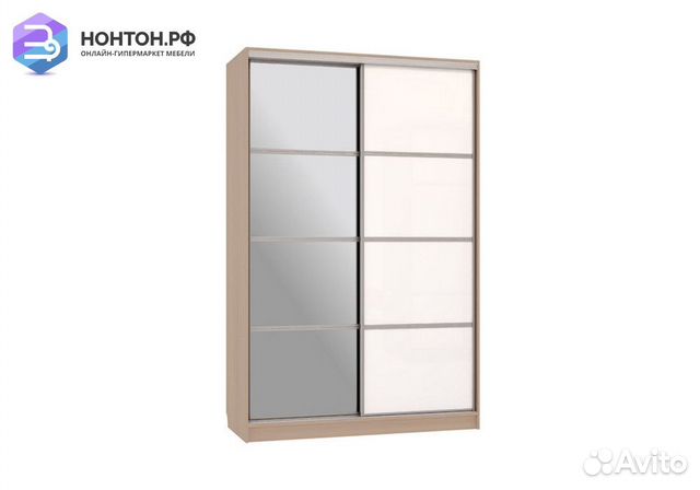 Шкаф-купе Гранд 2-600 с зеркалом дуб млечный / бел