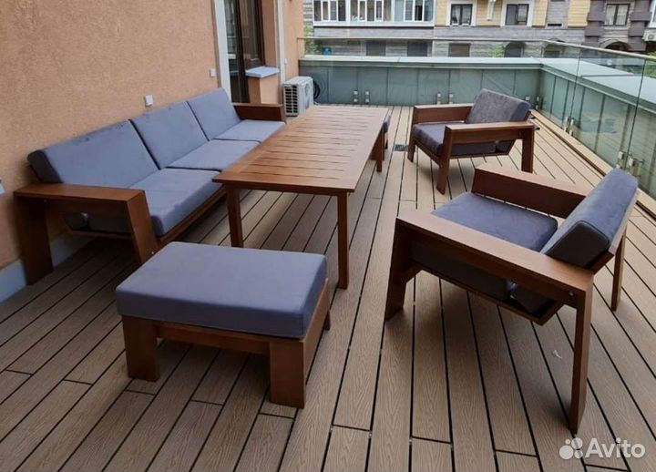 Комплект садовой мебели из дерева диван на террасу