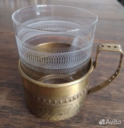 Комплект старинных латунных подстаканников