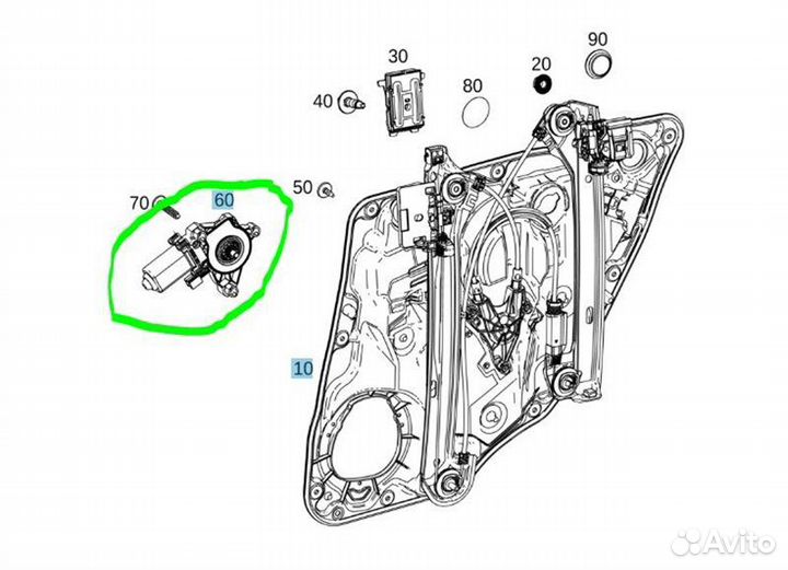 Стеклоподъемник задний правый Mercedes-Benz