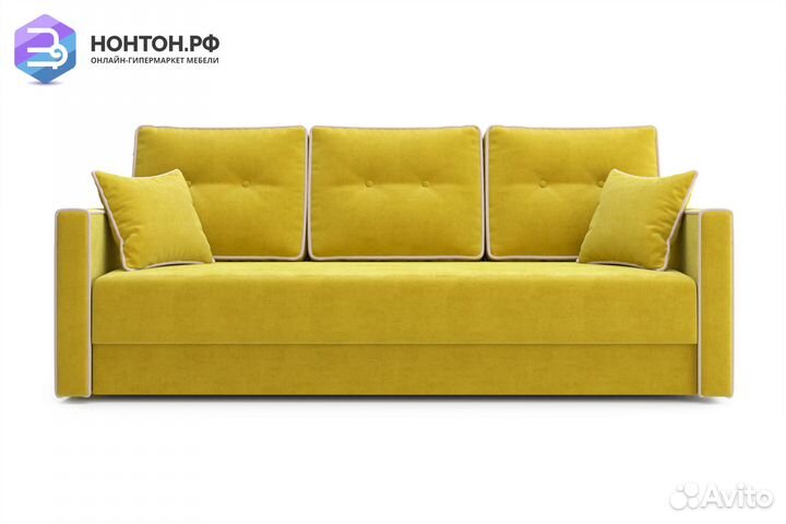 Диван еврокнижка Леон 3-х местный горчичный