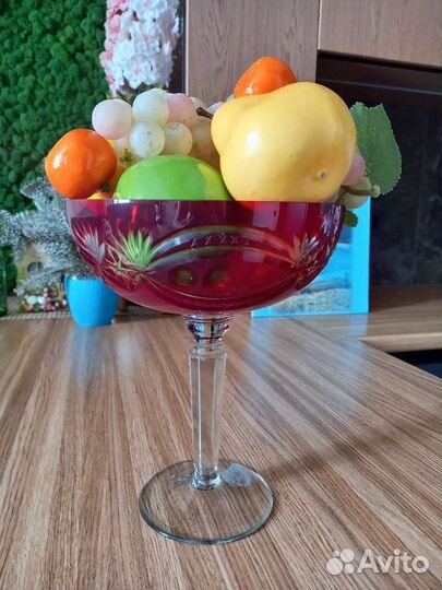 Ваза из рубинового стекла, хрусталь, СССР