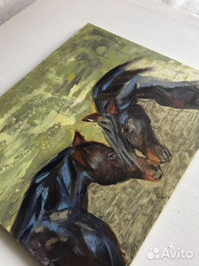 Картина маслом лошади. 18х22