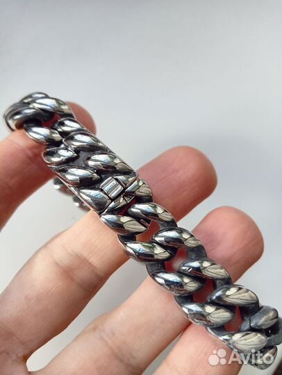 Браслет мужской под серебро хирургическая сталь