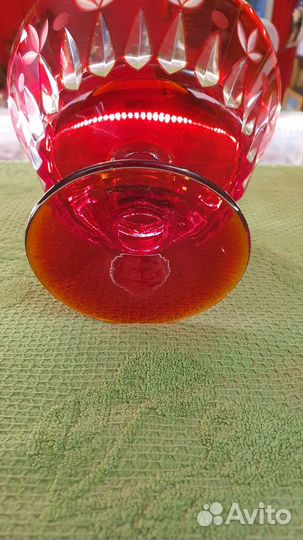 Пара конфетниц, рубиновая хрусталь