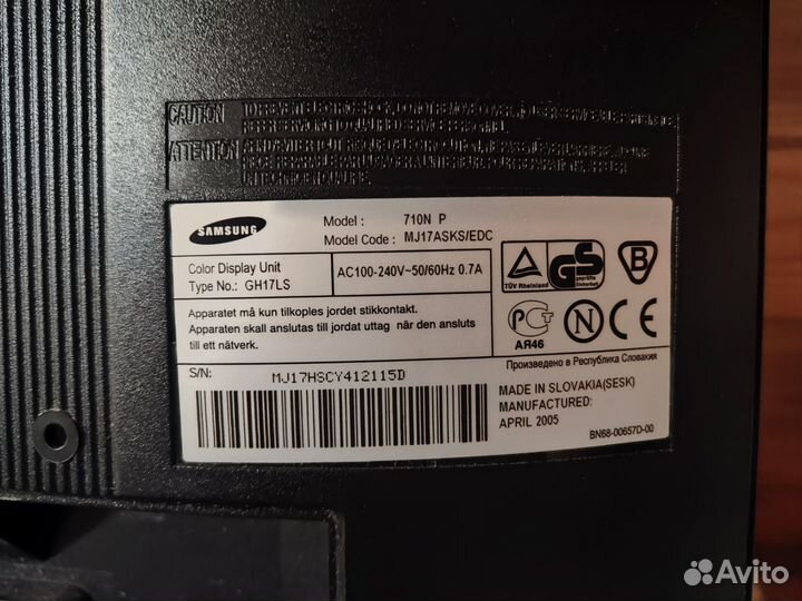 Монитор samsung syncmaster N710