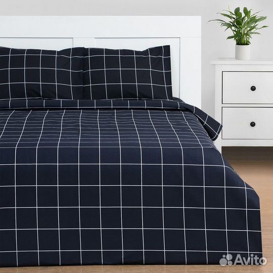 Постельное бельё Этель евро 'Клетка' цвет чёрный 2