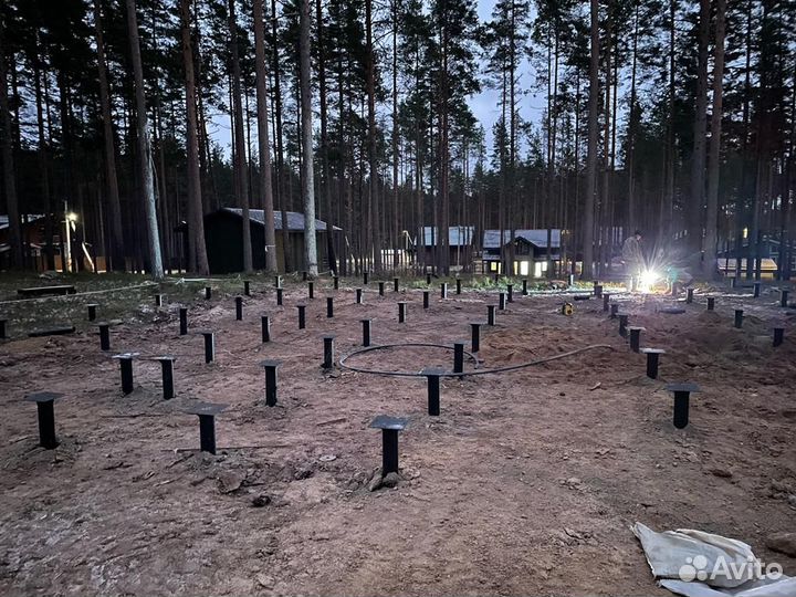 Винтовые сваи 108 с монтажом, свайный фундамент
