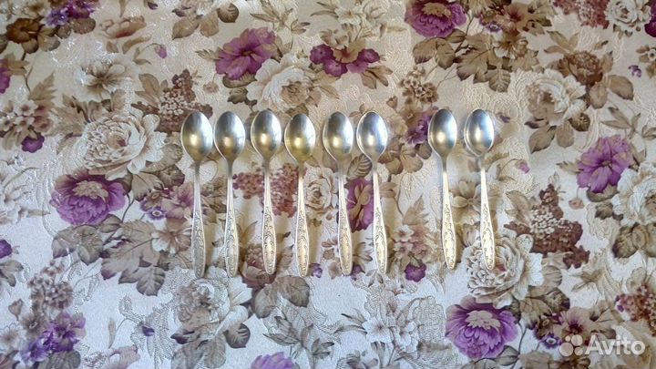 Наборы чайных ложек из мельхиора с позолотой