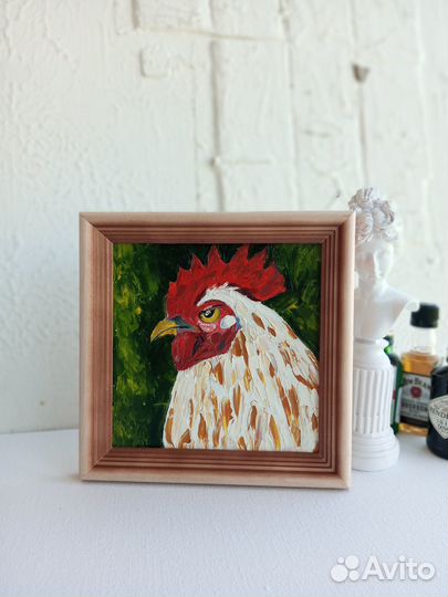 Картина маслом в раме Петух небольшая картина
