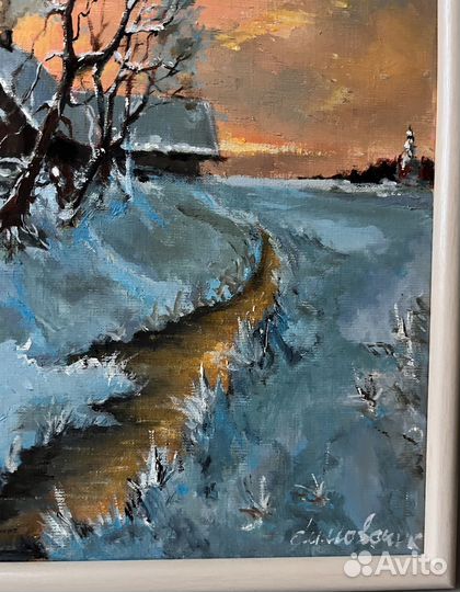 Картина маслом зимний пейзаж