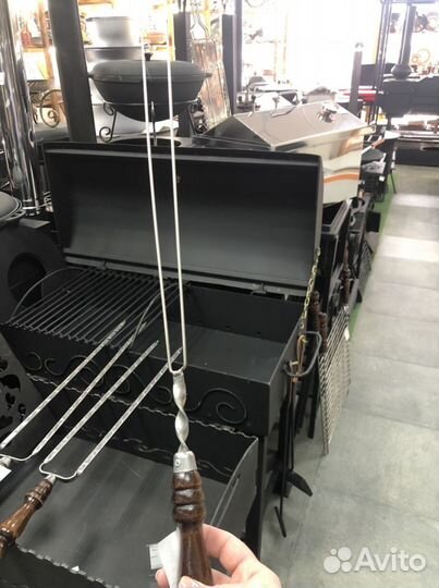 Шампур для грибов спица с деревянной ручкой 450х0