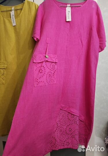 Новое Красивое Платье Лен р. 50-54 Италия Г/З/Р
