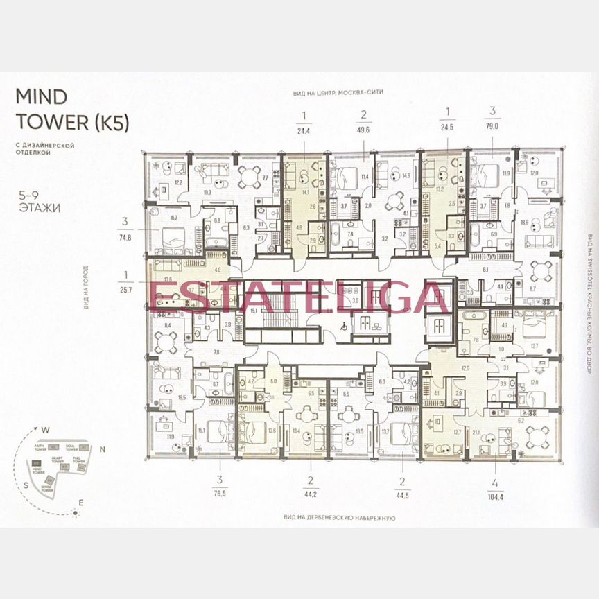 3-к. квартира, 76,5 м², 9/26 эт.