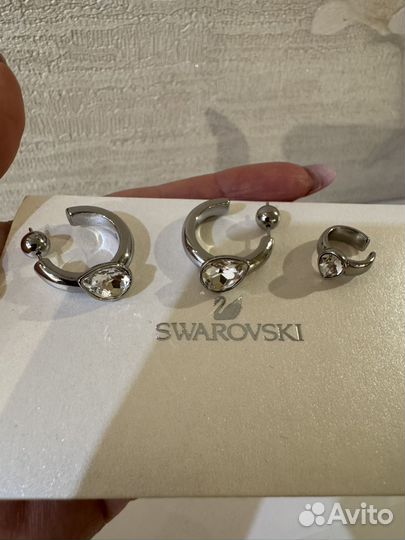 Серьги с каффом комплект Swarovski Dextera