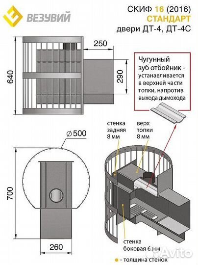 Банная печь Везувий Скиф Стандарт 16 (дт-4С) 2016