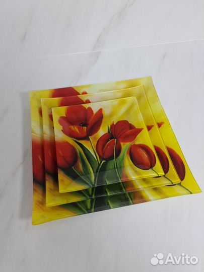 Тарелки квадратные 3шт