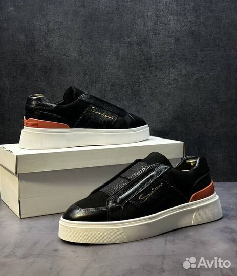 Кроссовки мужские классические кожаные santoni