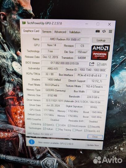 8 Гб Radeon RX 5500 XT в отличном состоянии