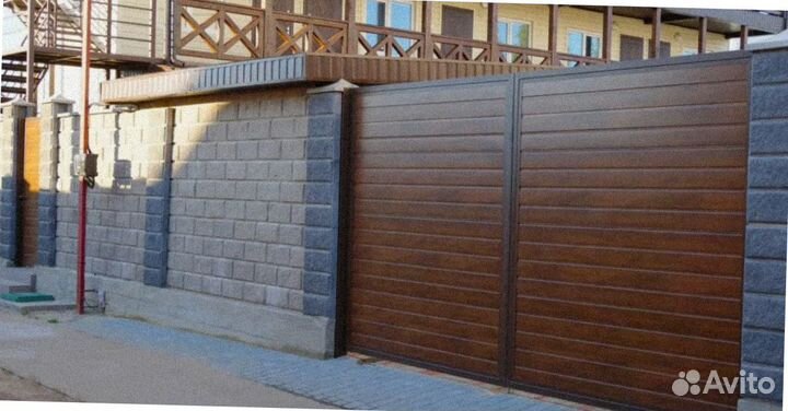 Распашные ворота в алюминиевой раме Дорхан