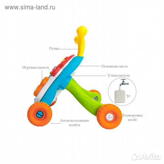 Каталка-ходунки Amarobaby study walker 3в1 зелёный