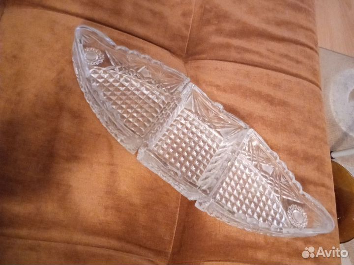 Хрустальный салатник-менажница СССР