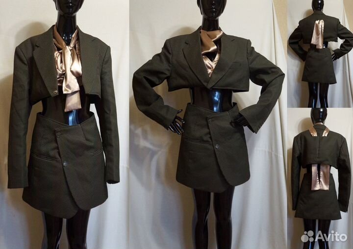 Кроп куртка, жакет, юбка, блуза upcycle