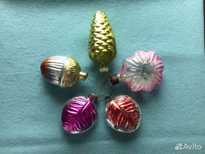 Антикварные Кремлевские елочные игрушки, 5 штук