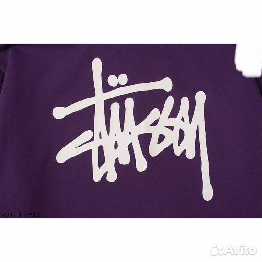 Худи stussy thermo logo фиолетовое