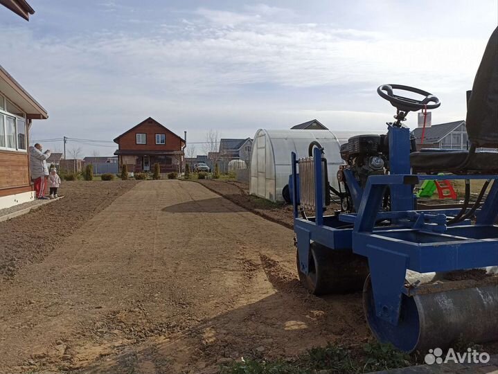 Вспашка земли минитрактором, покос травы