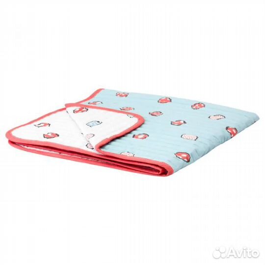 Буссиг Одеяло/плед, белый, бирюзовый 90*90