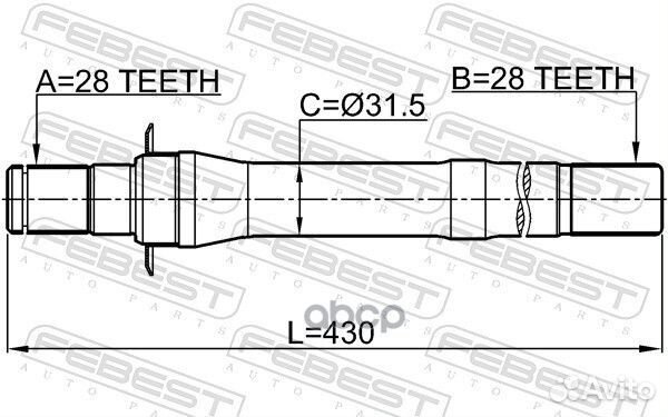 Полуось правая 28X430X28 hyundai IX35/tucson 09