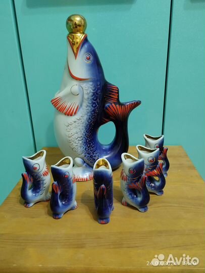 Графин и рюмки рыбки СССР