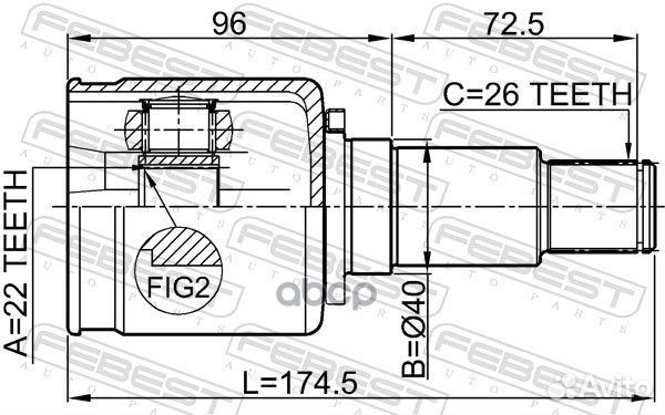 Шрус внутренний перед прав 0711gvjbrh Febest