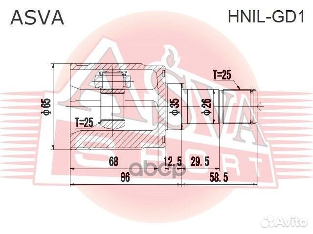 ШРУС внутренний перед лев hnilgd1 asva