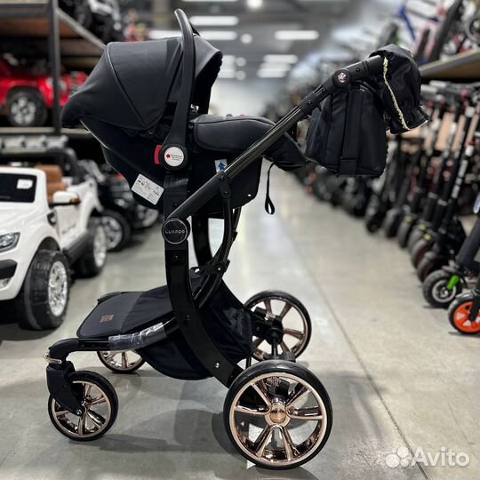 Коляска-трансформер 3в1 Luxmom 608-у экокожа-ткань