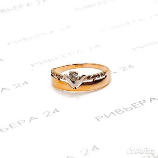 Золотое кольцо с фианитами 585 проба 1,75 грамм 18 р-р