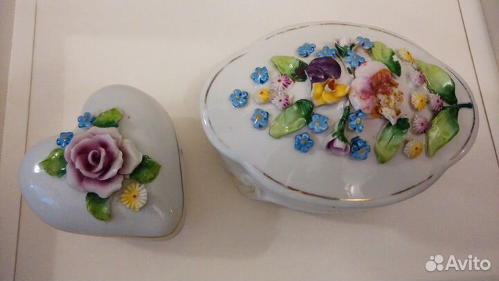 2 винтаж. фарфор. шкатулки, гдр, 50-е гг. Раритет