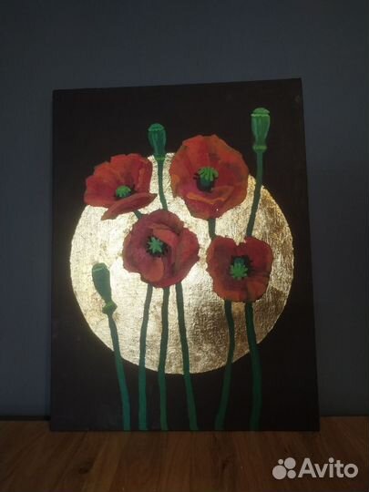 Картина акрил и поталь