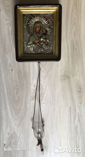 Антикварная лампада с подвесом для киота 19 век