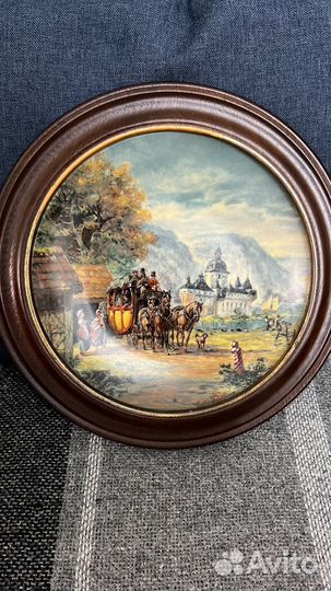 Тарелка на стену в рамке. Винтаж. Германия